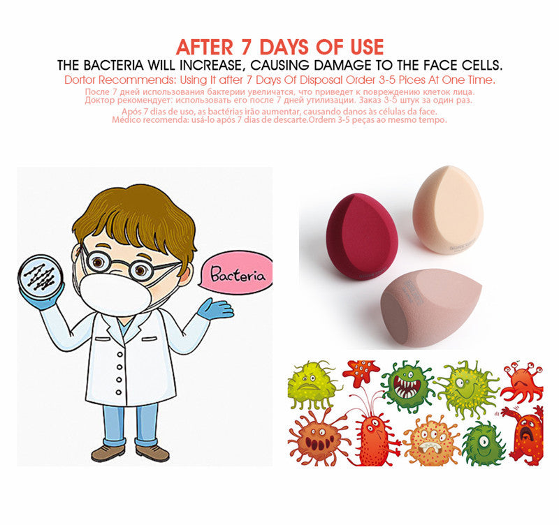 Illustration of a cartoon scientist with a face mask, holding a petri dish labeled 'Bacteria', next to beauty products and cartoon germs.