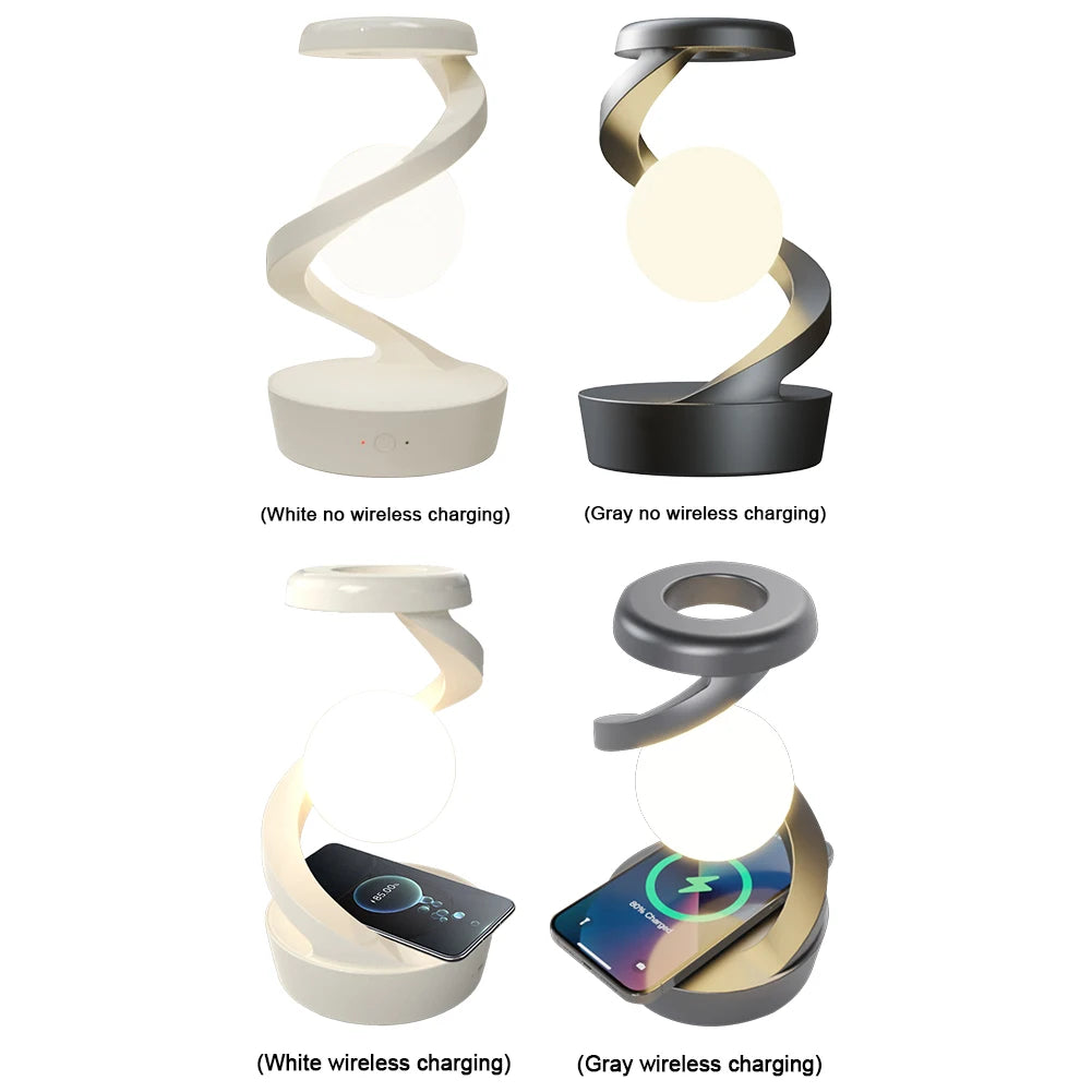 Floating and Spinning in Air with LED Moon Lamp RGB Floating Moon Table Lamp with Wireless Phone Charger for Office Bedroom Home - Ectron Online