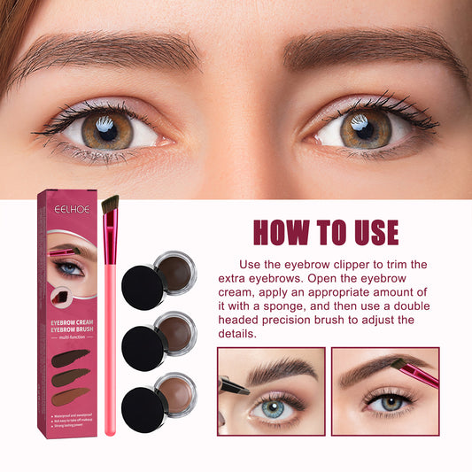 Eyebrow grooming product set with instructions on how to use it.