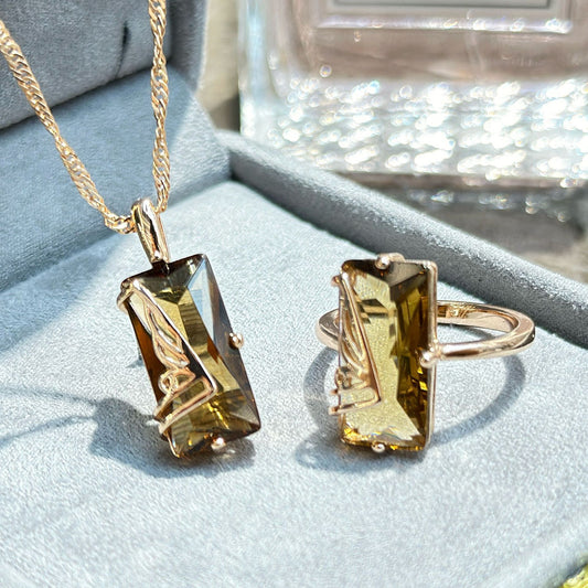 Purple Gold Accessories Sudan Stone Ring Necklace Suit