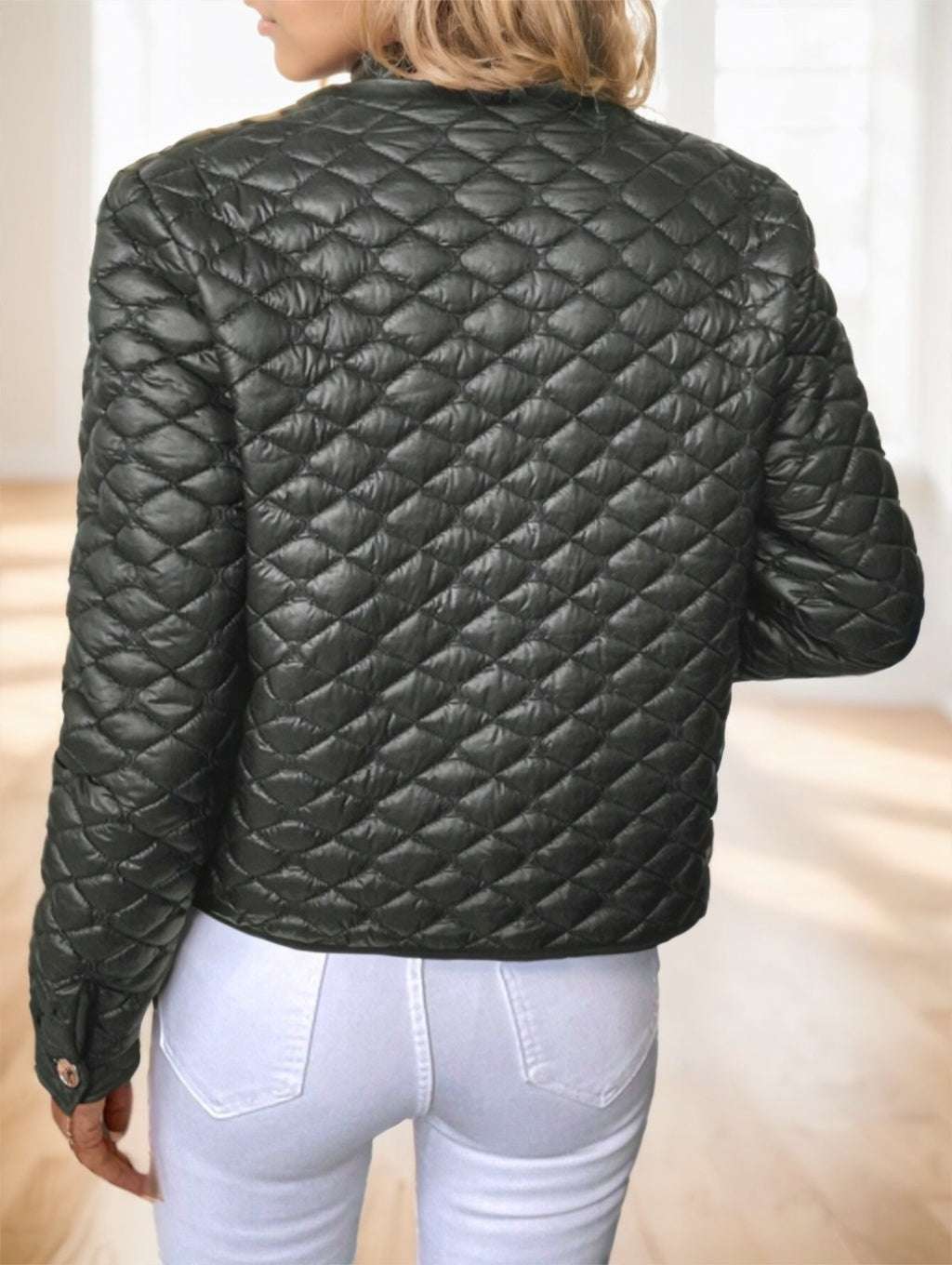 Clasi Elegant Diamond-Quilted Plus Size Women's Winter Short Padded Coat