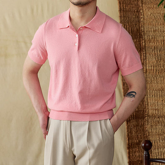 Men’s Cotton Linen Polo – Breathable Solid Business Casual Tee Business Casual Cotton And Linen Polo Co | Ectron Online