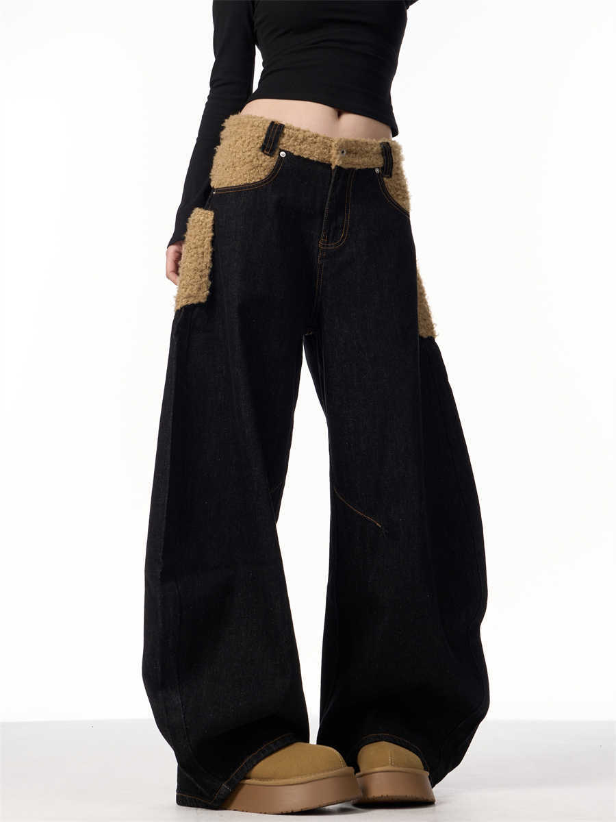 Retro Minority Design Inside-out Wear Stitching Jeans For Women
