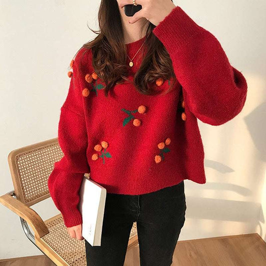 Women's 3D Cherry Sweater