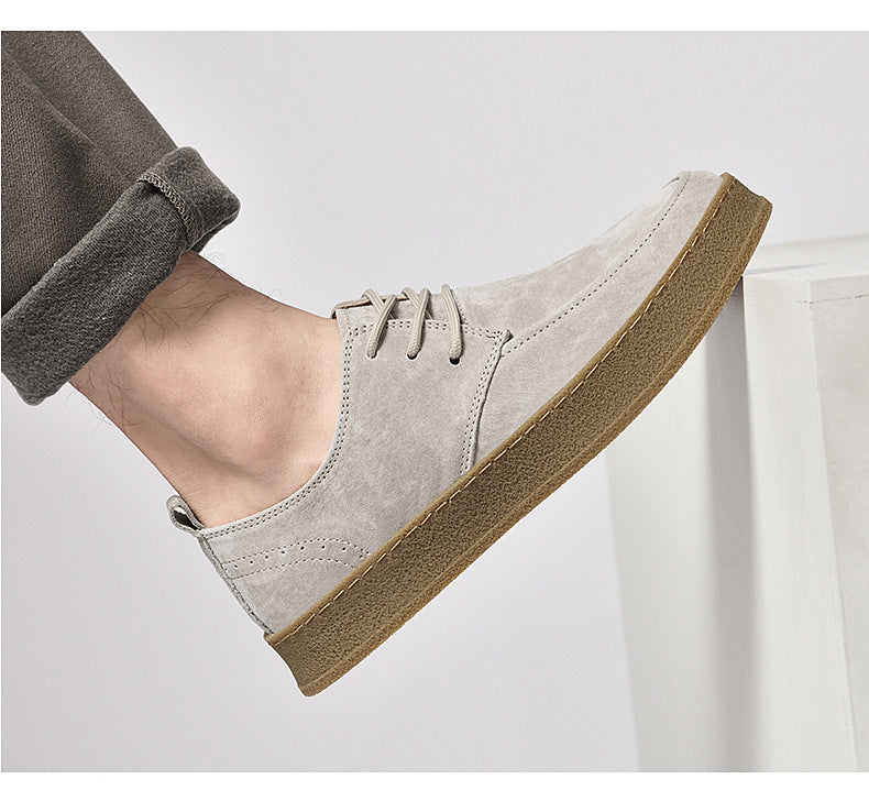 Casual Smart Flat Shoes Spring New Matte Leather Lace-up Men