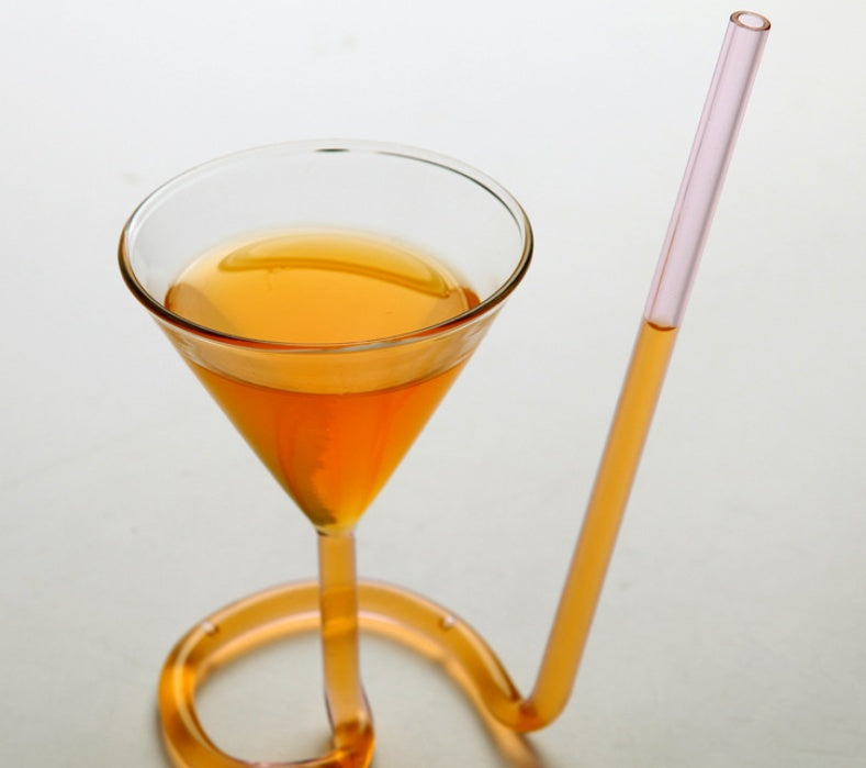 Spiral Cocktail Glass Revolving Martini Creative Long Tail Cocktail Straw Wine Glass For Bar Party Supply Barware