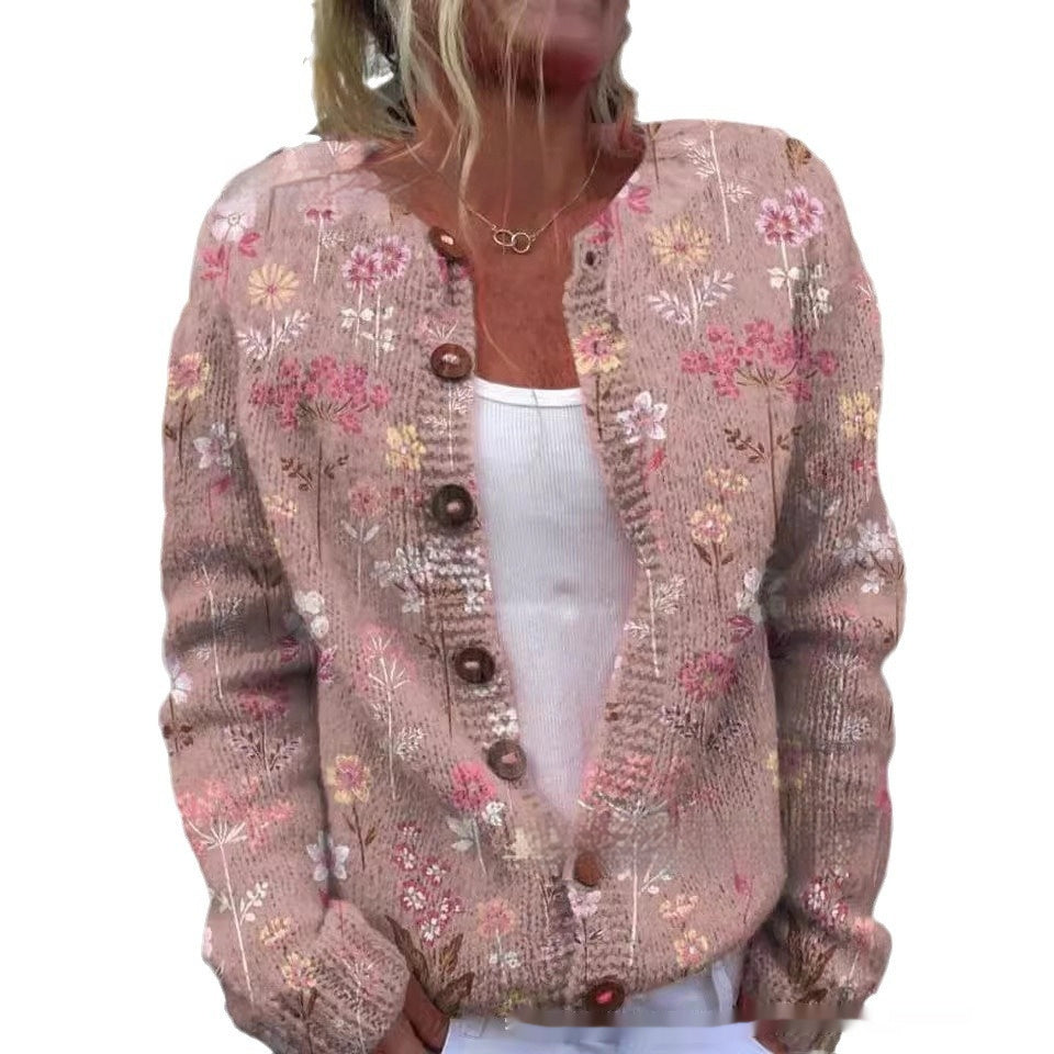 Printed Casual Cloak Coat Cardigan Sweater