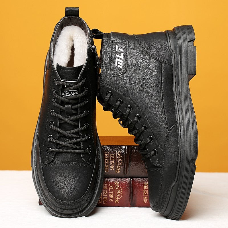 British Fashion High Top Casual Leather Shoes Men's Chelsea Leather Boots