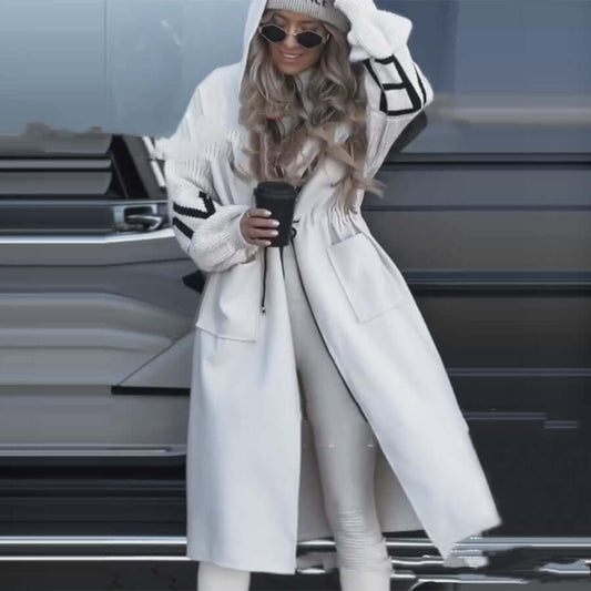 Women's Casual Long Hooded Splicing Coat