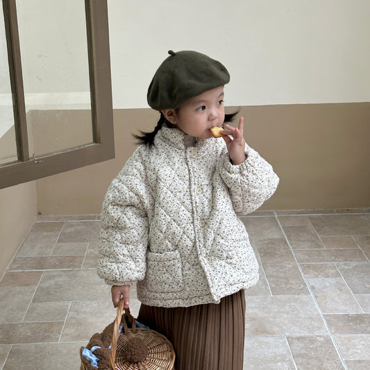 Girls' Cozy Floral Fleece Overcoat Girls Padded Cotton Clothes Fleece Thick | Ectron Online