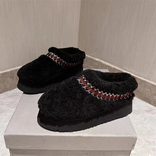 Thick Bottom Closed Toe Fluffy Slippers – Velvet Thermal Non-slip Thick Bottom Increased Closed Toe Fluffy | Ectron Online