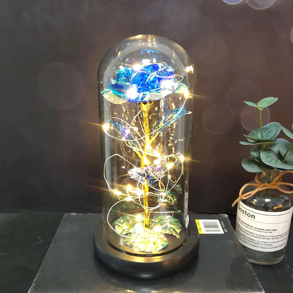 Mothers Day Wedding Favors Bridesmaid Gift Immortal Simulation Rose Glass Cover Luminous Led Ornament - Ectron Online