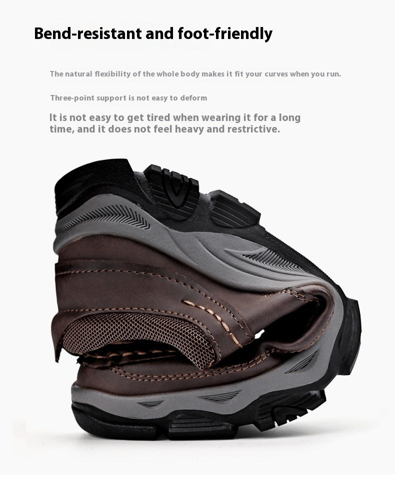 Male PU Plus Size Leather Shoes Outdoor Hiking Shoes