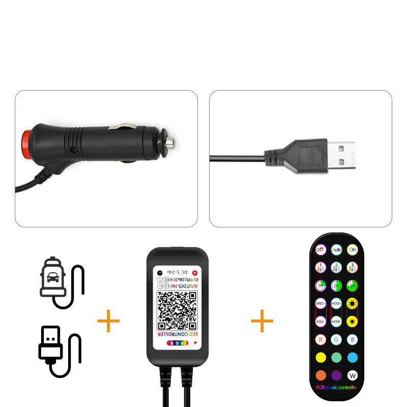 RGB LED Car Interior Strip Lights w/ Wireless Music Control