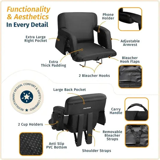 Alpcour Premium Reclining Stadium Seat - Portable Bleacher Chair Alpcour Premium Reclining Stadium Seat F | Ectron Online
