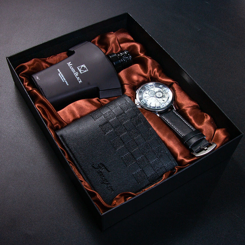 Birthday Gift Quartz Watch Leather Belt Wallet Perfume Kit - Ectron Online