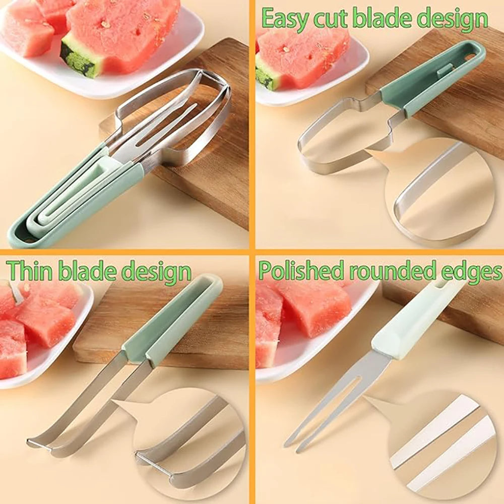 3-in-1 Watermelon Cutter & Slicer Tool | Stainless Steel Fruit Carver