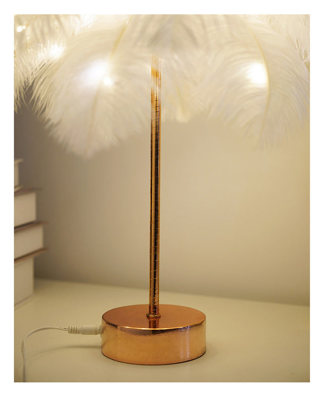 Feather Lamp Nordic Desk Lamp European-Style Bedroom Bedside Feather Table Lamp Night Light Table Lamp Decoration Modern - Ectron Online
