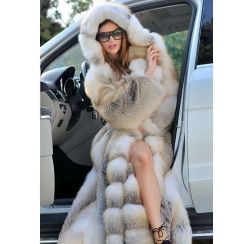 Mid-Length Hooded Faux Fur Coat Mid-length Coat With Hooded European And | Ectron Online