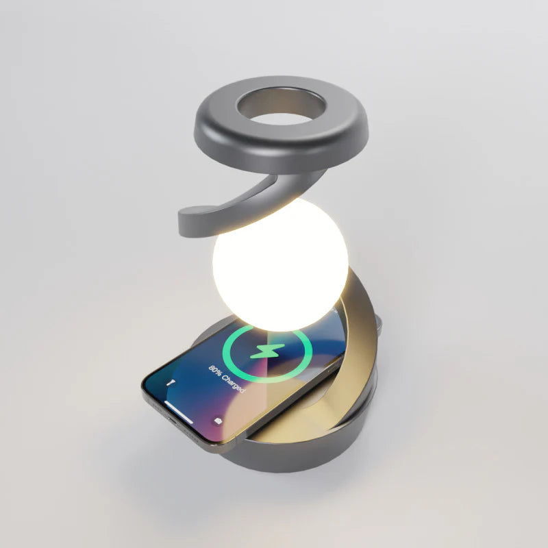 Floating and Spinning in Air with LED Moon Lamp RGB Floating Moon Table Lamp with Wireless Phone Charger for Office Bedroom Home - Ectron Online