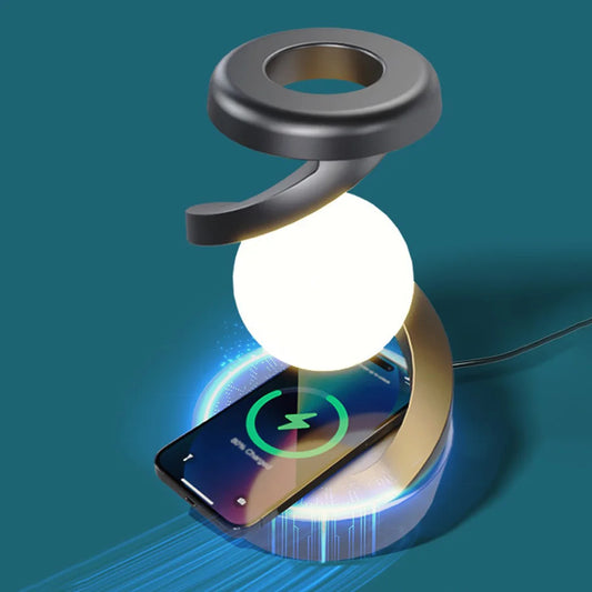 Floating and Spinning in Air with LED Moon Lamp RGB Floating Moon Table Lamp with Wireless Phone Charger for Office Bedroom Home - Ectron Online