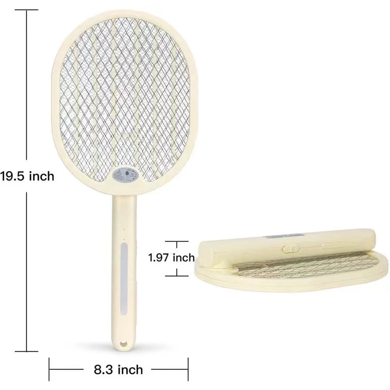 Foldable Electric Fly Swatter - Bug Zapper - Rechargeable Fly Zapper Racket Rotatable Handle Design with 3-Layer Safety Mesh - Ectron Online