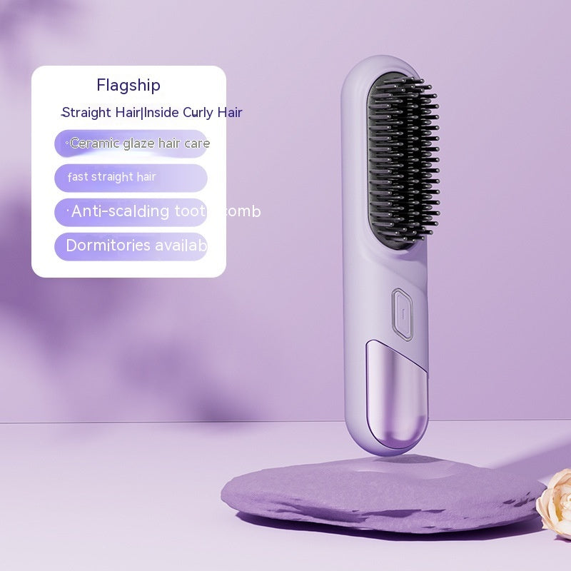 Hairbrush with text on a purple background