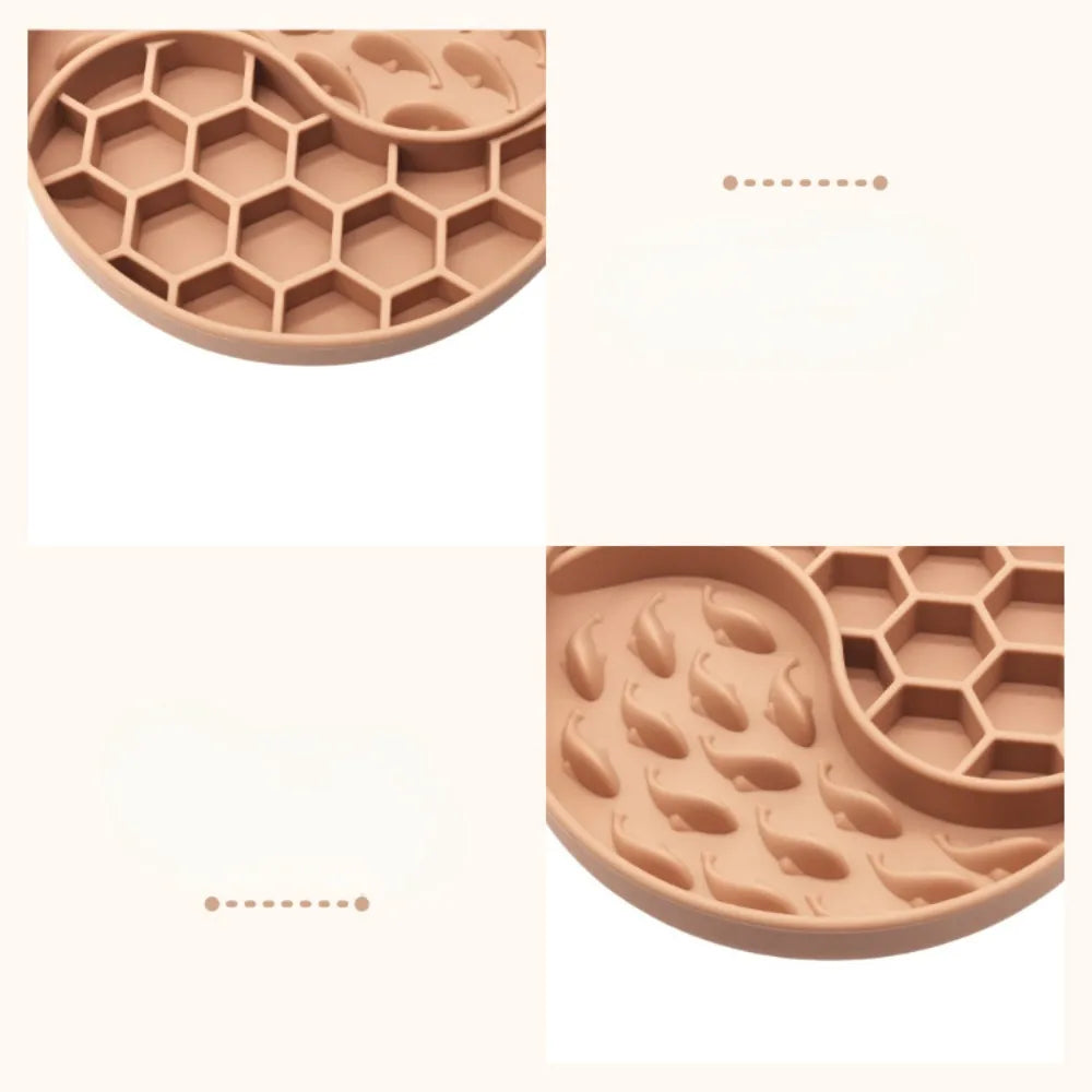 High Temperature Resistant Silicone Dog Food Bowl New Product 2-partition Slow Food Honeycomb Silicone Dog Bowl - Ectron Online