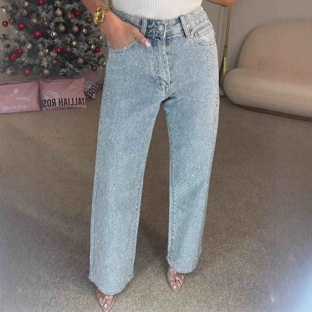 high waist straight leg pants