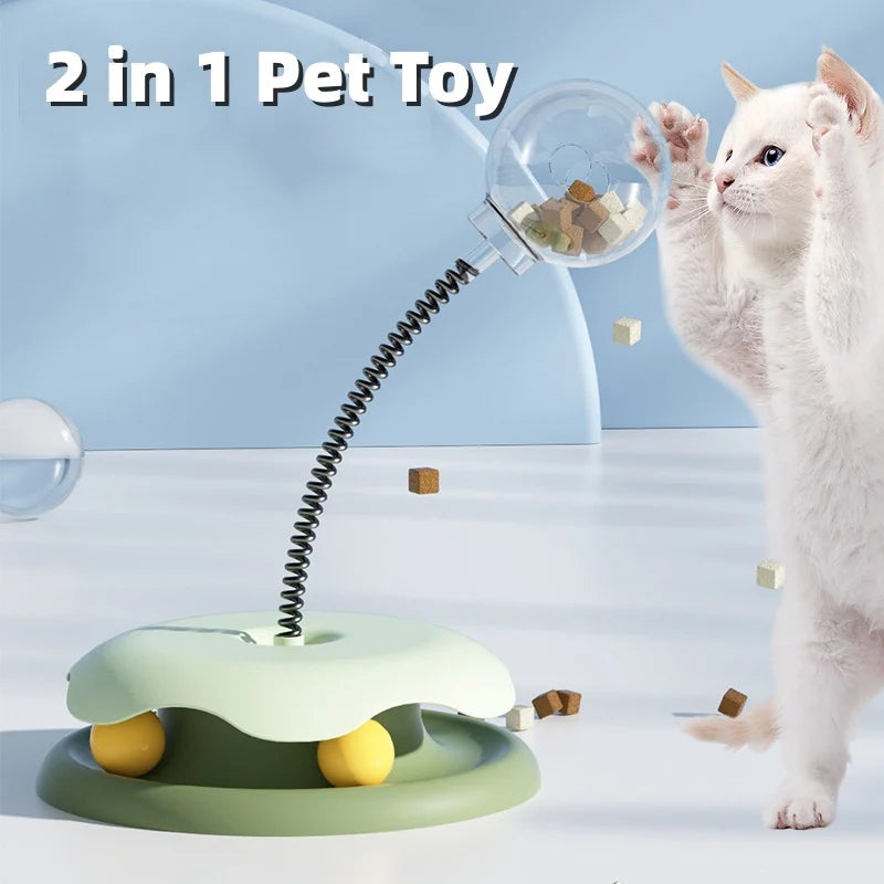 Cat Leakage Food 2 In 1 Toys Turntable Ball Toys Kitten Funny Cat Training Spring Ball Cat Supplies Pet Products - Ectron Online