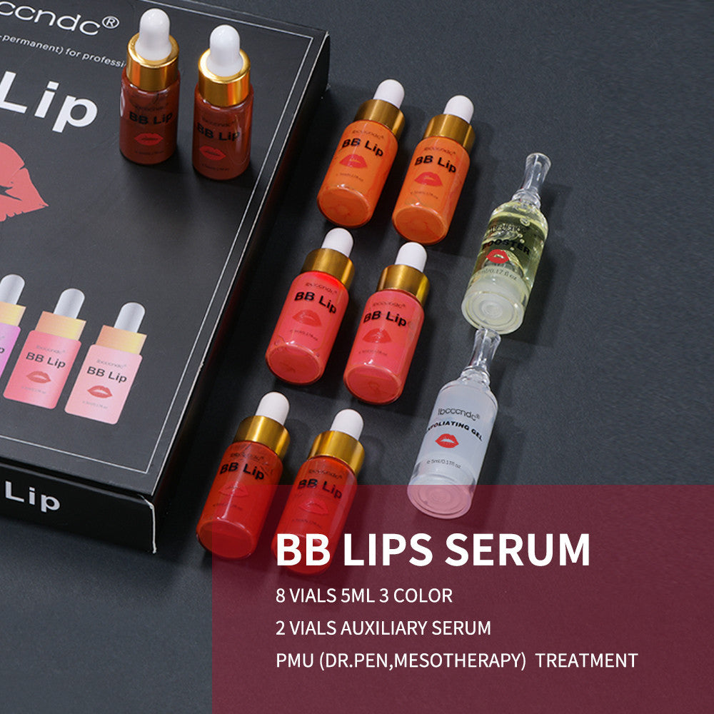 BB Lips Serum bottles with a box on a dark background