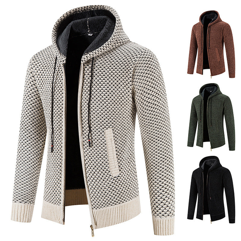 Knitted hoodie in various colors on a white background