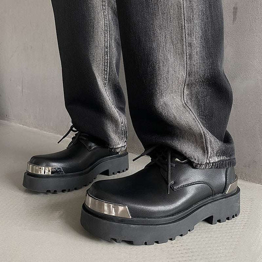 British Style Thick Sole Leather Shoes – Unisex PU Oxford Look Ins British Style Thick Bottom All-match | Ectron Online