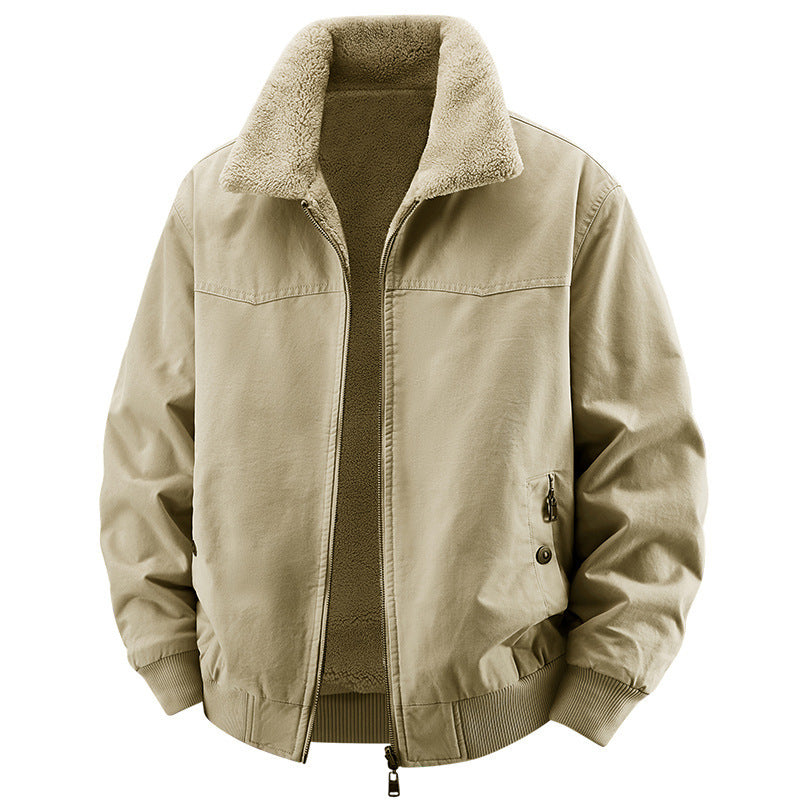 men's loose fleece-lined warm jacket