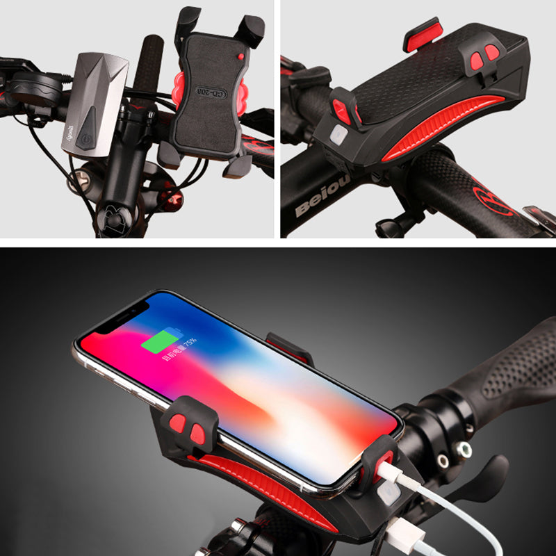 Motorcycle Bicycle Phone Holder Support Charging For Cell Phone With Bike Bell Power Bank Bicycle Front Lamp Flashlight - Ectron Online