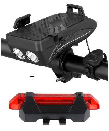 Motorcycle Bicycle Phone Holder Support Charging For Cell Phone With Bike Bell Power Bank Bicycle Front Lamp Flashlight - Ectron Online