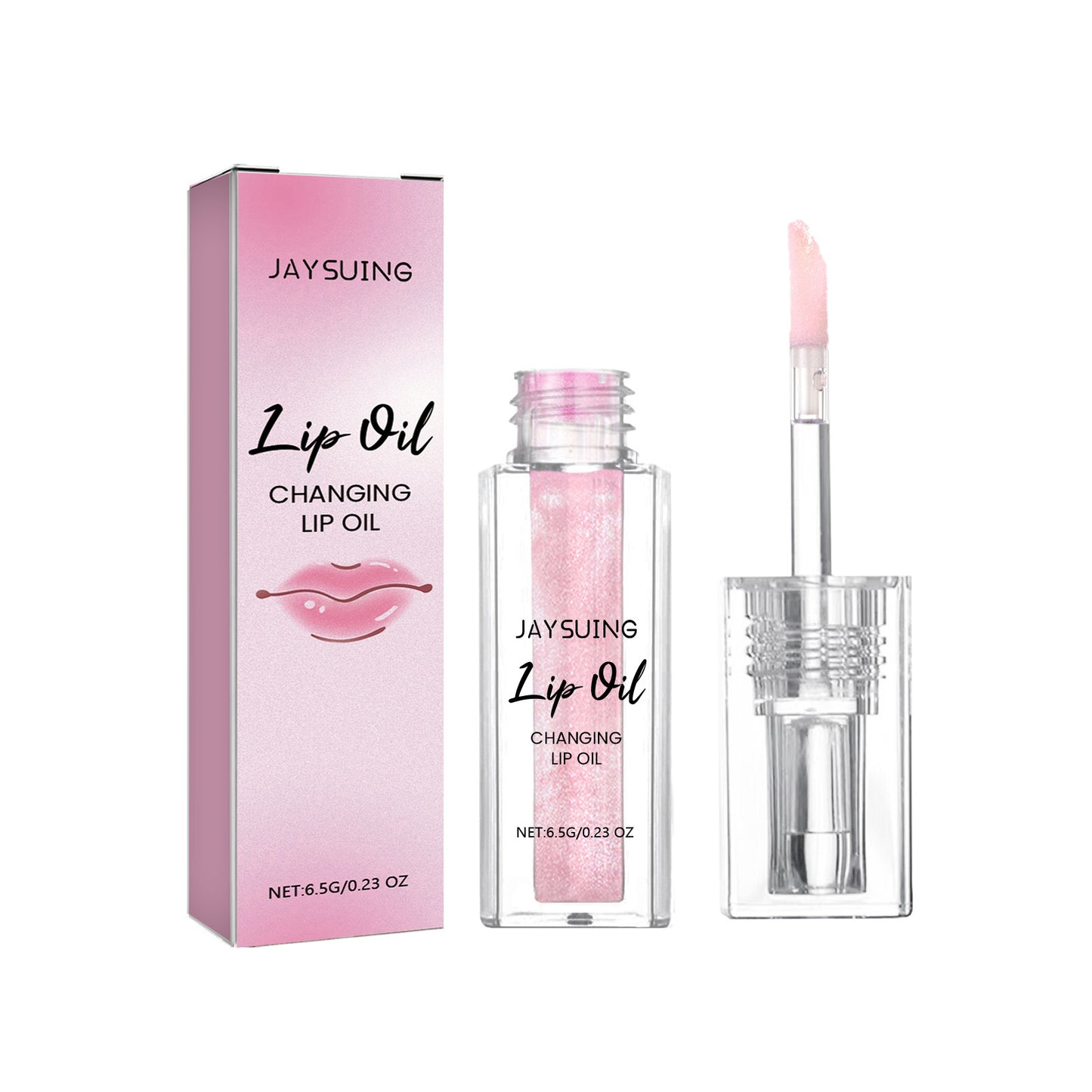 Jaysuing lip oil with packaging on a white background