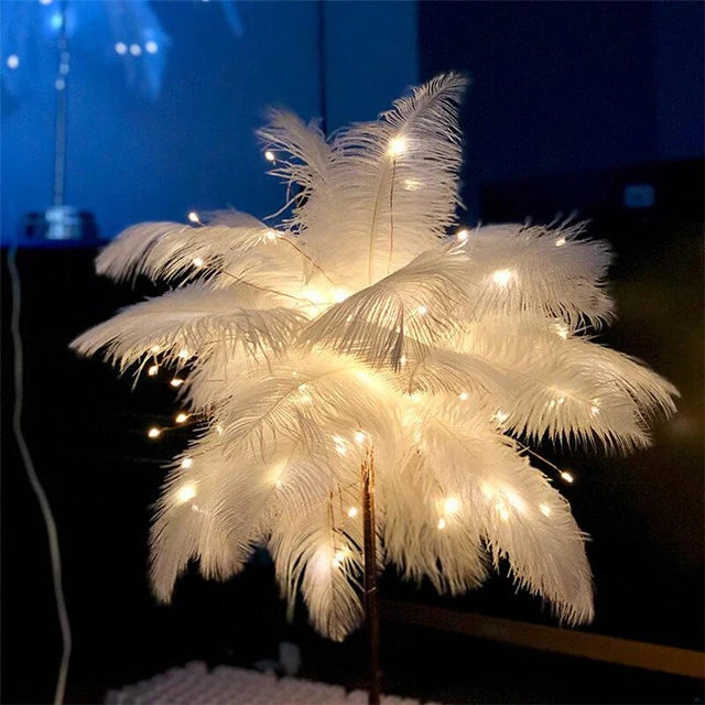 Feather Lamp Nordic Desk Lamp European-Style Bedroom Bedside Feather Table Lamp Night Light Table Lamp Decoration Modern - Ectron Online
