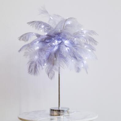 Feather Lamp Nordic Desk Lamp European-Style Bedroom Bedside Feather Table Lamp Night Light Table Lamp Decoration Modern - Ectron Online