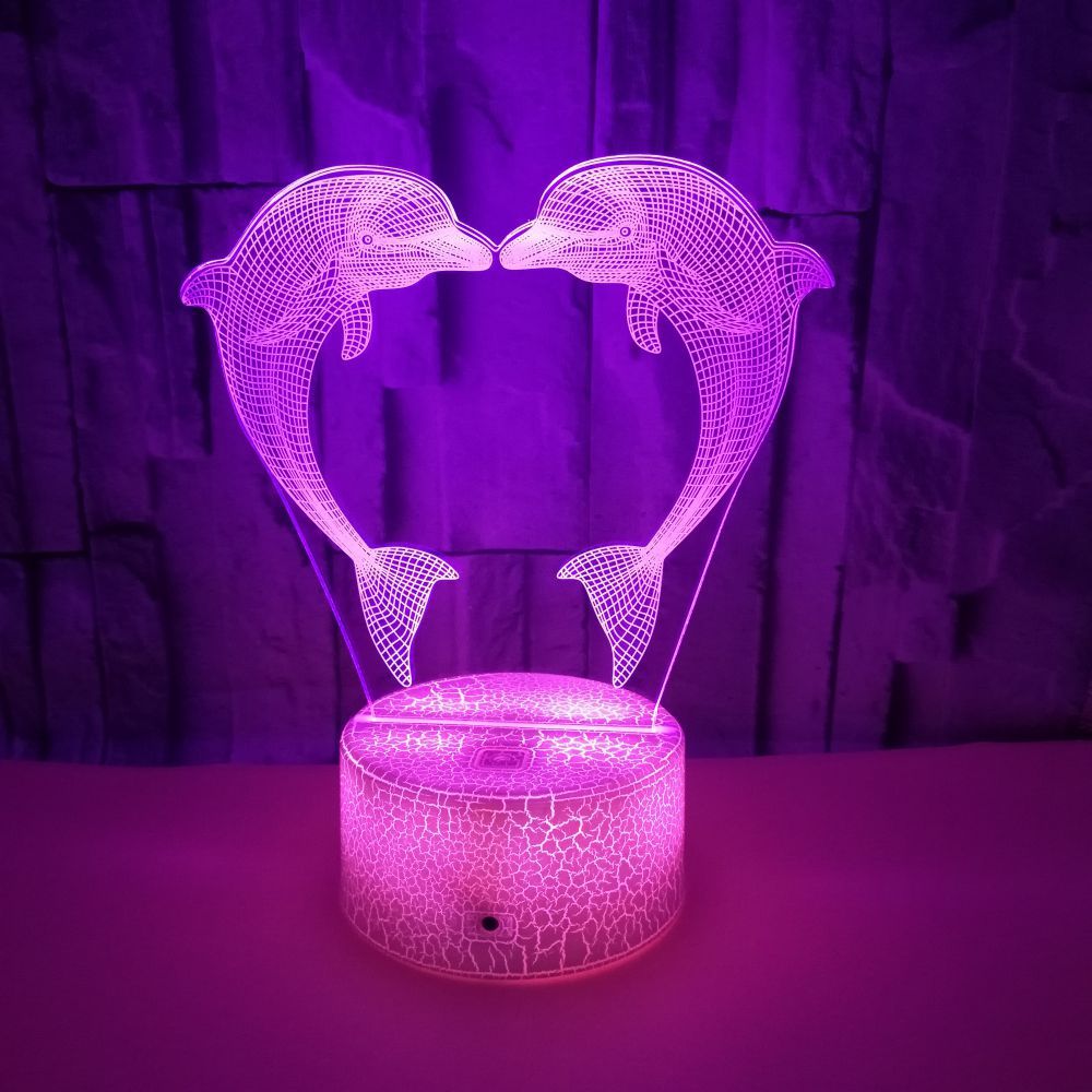 Boutique Customized Gift Box With Colorful 3D Dolphin Light 3D LightIllusionLight LED Light 3D Touch Small TableLamp - Ectron Online