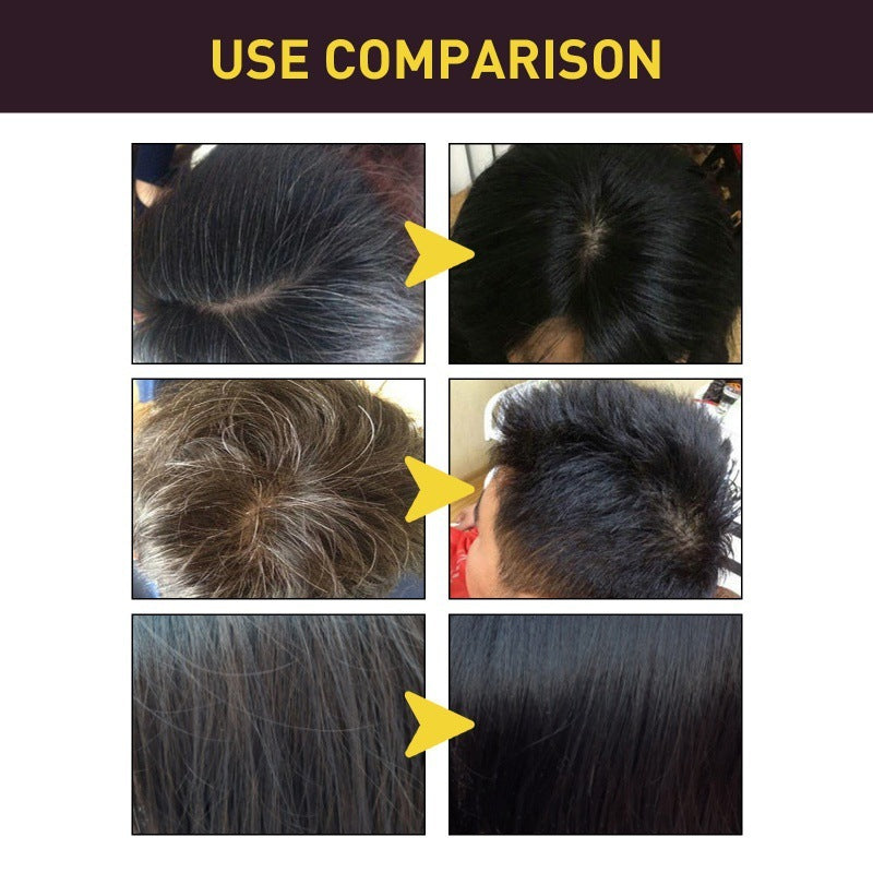 Before and after comparison of hair treatment on a person's head.