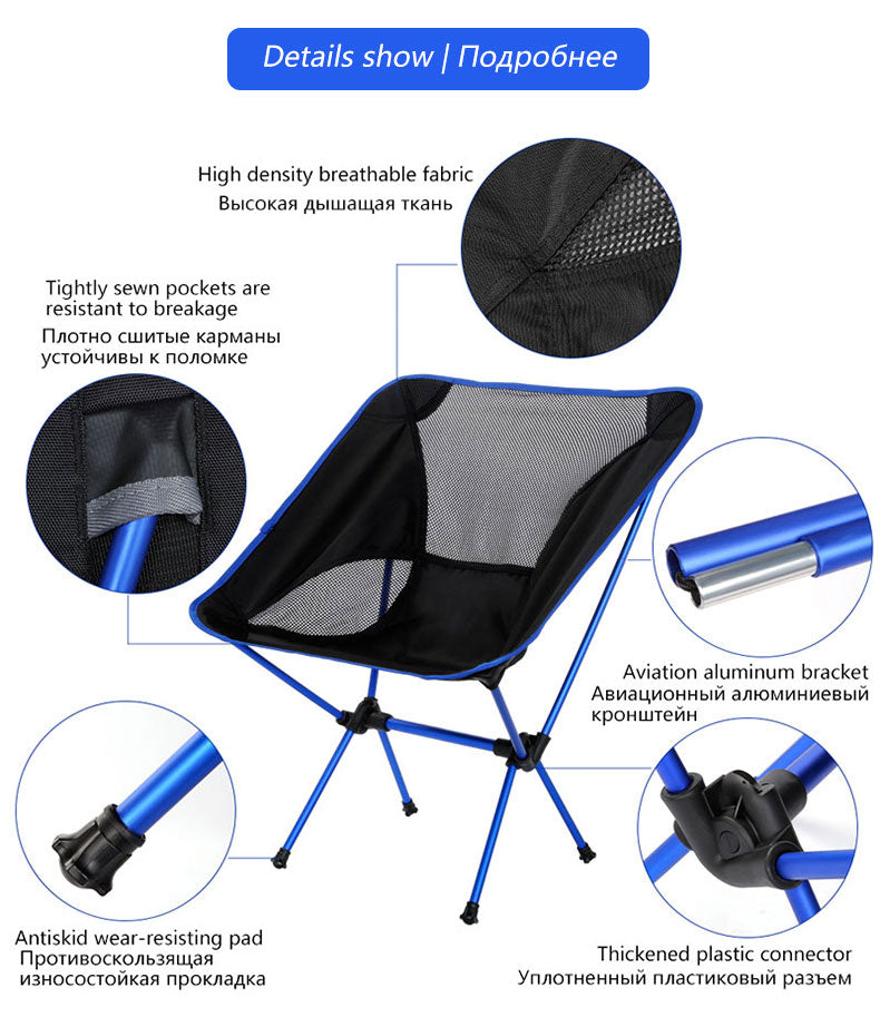 Travel Ultralight Folding Chair Superhard High Load Outdoor Camping Chair Portable Beach Hiking Picnic Seat Fishing Tools Chair - Ectron Online