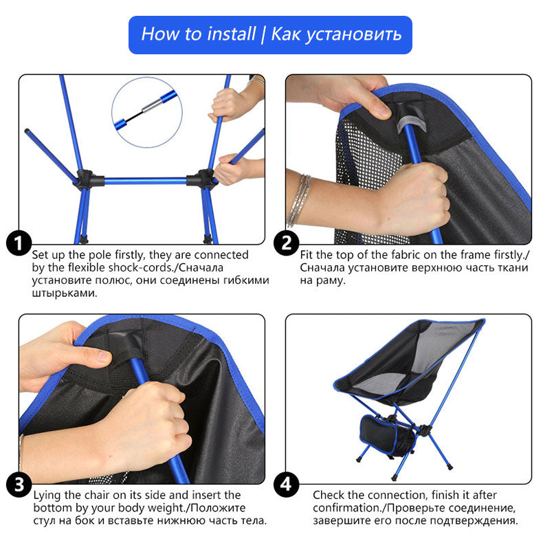 Travel Ultralight Folding Chair Superhard High Load Outdoor Camping Chair Portable Beach Hiking Picnic Seat Fishing Tools Chair - Ectron Online