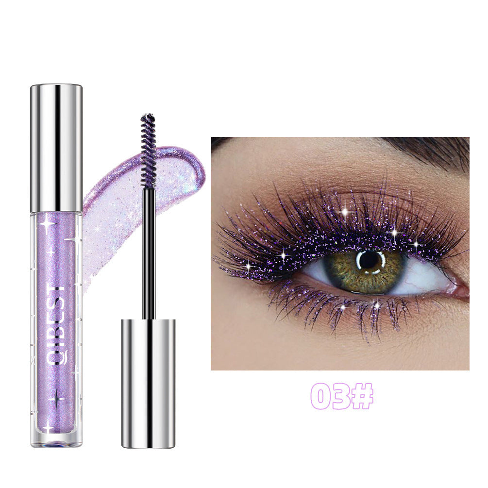 Purple eyelash product with close-up of eye wearing the product