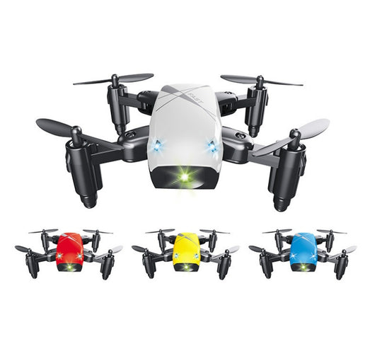 Small drone with colored accents on a white background