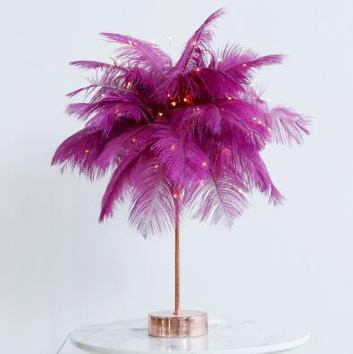 Feather Lamp Nordic Desk Lamp European-Style Bedroom Bedside Feather Table Lamp Night Light Table Lamp Decoration Modern - Ectron Online