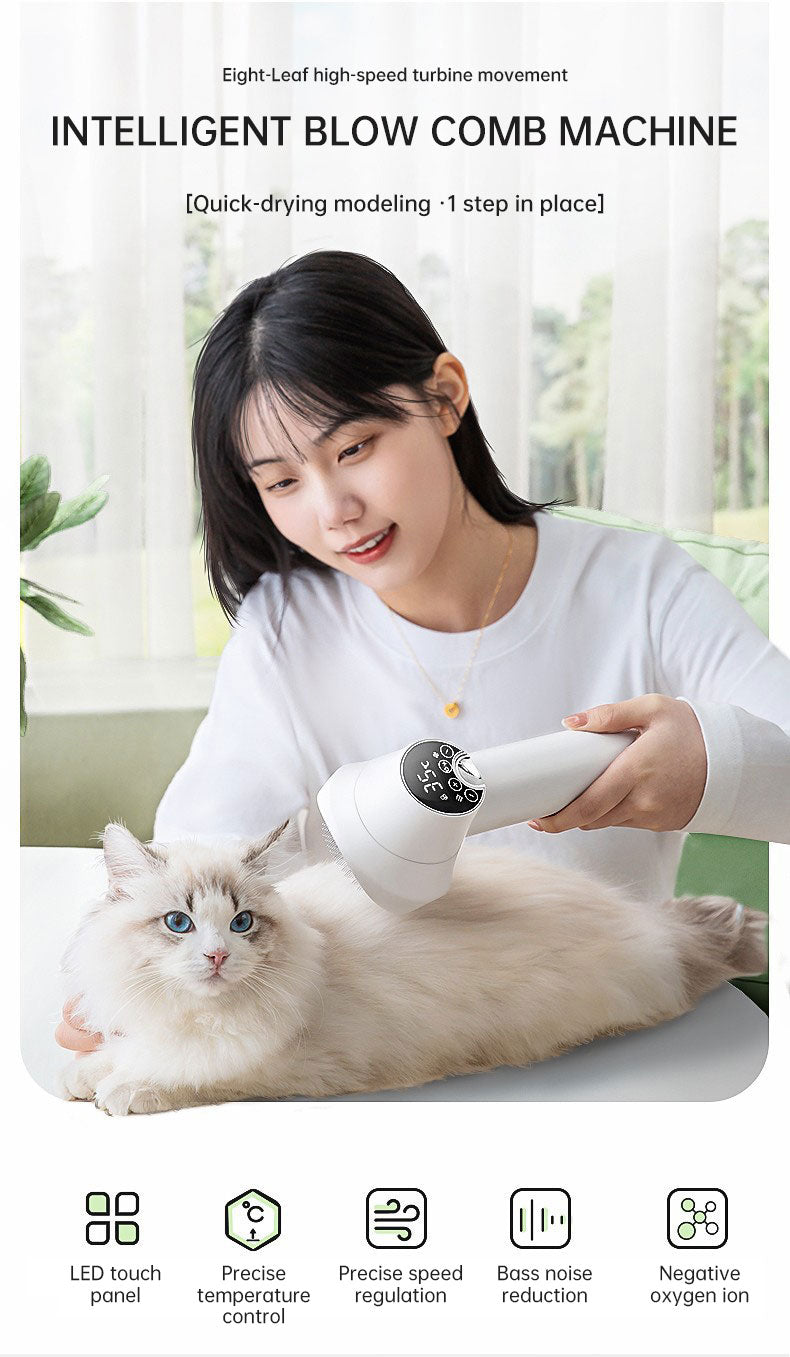 Smart Pet Hair Dryer Dog Golden Retriever Cat Grooming Hairdressing Blow & Comb Silent No Harm Pet Cleaning Supplies Pet Product - Ectron Online