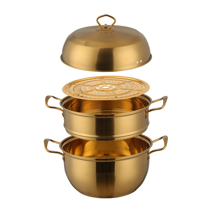 Stainless Steel Multi-layer Color Cooking Soup Dual-purpose Pot