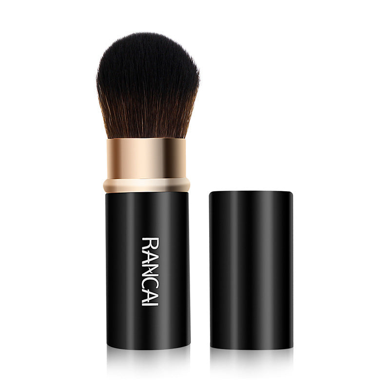 Makeup brush with black handle and brown bristles on a white background, featuring the brand 'RANCAI'.