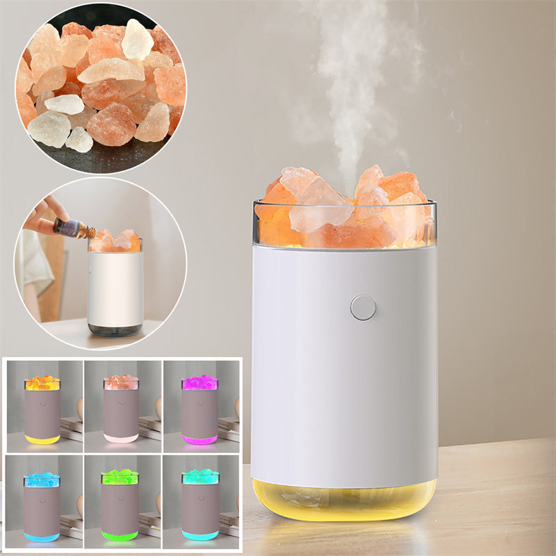 Air Humidifier Crystal Salt Stone Desktop Aromatherapy Essential Oil Ultrasonic Diffuser With LED Lamp Bedroom Home Humidifier - Ectron Online